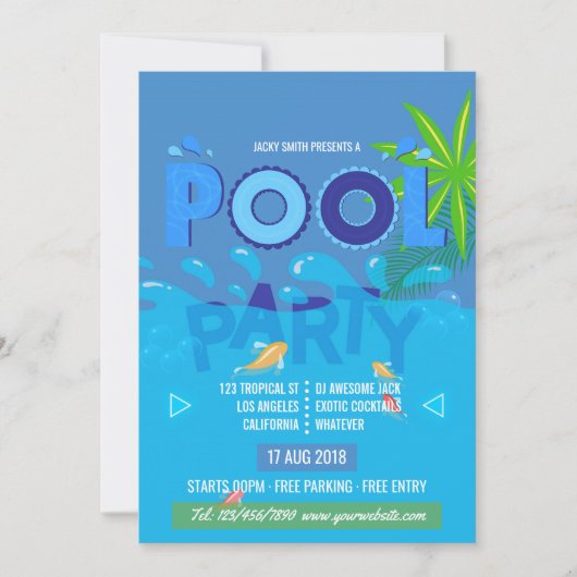 Sommer-Poolparty-Einladung Einladung (Vorderseite)