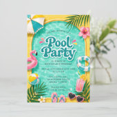 Sommer-Poolparty-Einladung Einladung (Stehend Vorderseite)