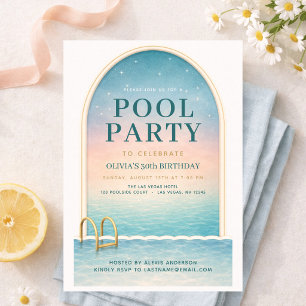 Sommer-Poolparty-Geburtstag Einladung