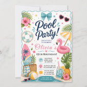 Sommer-Poolparty-Geburtstag Einladung (Vorderseite)