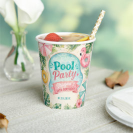 Sommer-Poolparty-Geburtstag Pappbecher