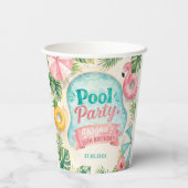 Sommer-Poolparty-Geburtstag Pappbecher (Rückseite)