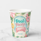 Sommer-Poolparty-Geburtstag Pappbecher (Vorderseite)