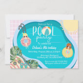 Sommer-Poolparty-Geburtstag | Poolparty Einladung (Vorderseite)