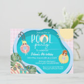 Sommer-Poolparty-Geburtstag | Poolparty Einladung (Stehend Vorderseite)