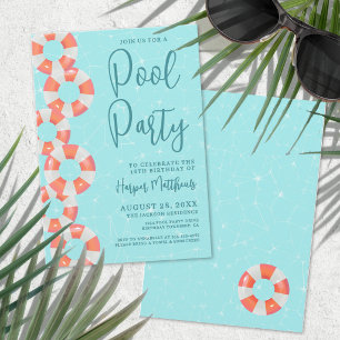 Sommer-Poolparty-Geburtstag Sweet 16 Einladung