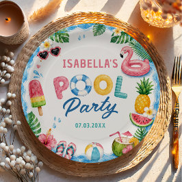 Sommer-Poolparty-Geburtstagspapierplatten Pappteller