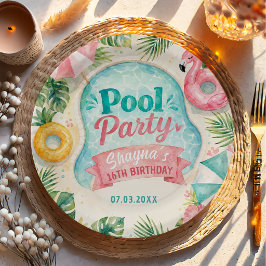 Sommer-Poolparty-Geburtstagspapierplatten Pappteller