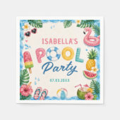 Sommer-Poolparty-Geburtstagsservietten Serviette (Vorderseite)