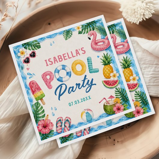 Sommer-Poolparty-Geburtstagsservietten Serviette
