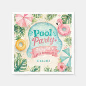 Sommer-Poolparty-Geburtstagsservietten Serviette (Vorderseite)
