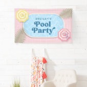 Sommer-Poolparty Rosa Mädchen Geburtstag Banner (Insitu)