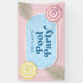Sommer-Poolparty Rosa Mädchen Geburtstag Banner (Vertikal)