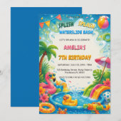 Sommer-Poolparty-Splash-Geburtstag Einladung (Vorne/Hinten)
