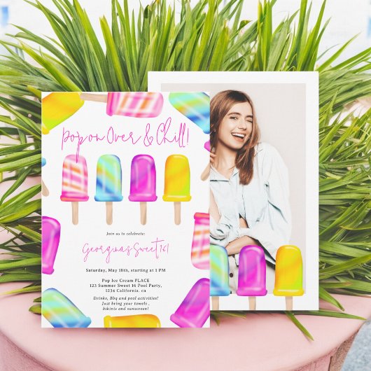 Sommer Pop auf Chillout-Eis Foto Sweet 16 Einladung