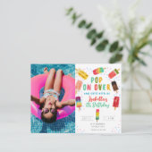 Sommer-Pop-Eis-Geburtstagsfeier Pool Postkarte (Stehend Vorderseite)