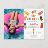 Sommer-Pop-Eis-Geburtstagsfeier Pool Postkarte (Vorderseite)