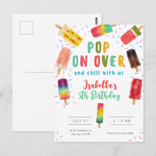 Sommer-Pop-Eis-Geburtstagsfeier Postkarte (Vorne/Hinten)