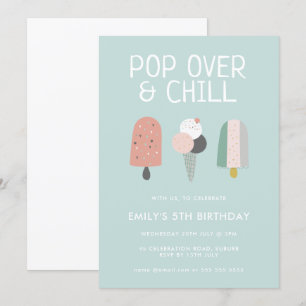 Sommer Pop Over & Chill Popsicle Party Geburtstag Einladung