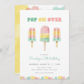 Sommer Pop über Popsicle Geburtstagseinladung Einladung (Vorne/Hinten)