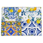 Sommer,Portugiesische Fliesen,Zitrusfrüchte, Zi Große Geschenktüte (Vorderseite)