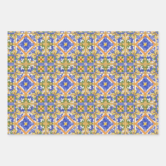 Sommer,Portugiesische Fliesen,Zitrusfrüchte,Zitron Geschenkpapier Set (Vorderseite)