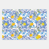 Sommer,Portugiesische Fliesen,Zitrusfrüchte,Zitron Geschenkpapier Set (Vorderseite 3)