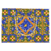 Sommer,Portugiesische Fliesen,Zitrusfrüchte,Zitron Große Geschenktüte (Rückseite)