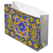 Sommer,Portugiesische Fliesen,Zitrusfrüchte,Zitron Große Geschenktüte (Rückseite Schrägansicht)