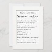 Sommer-Potluck-Party, modern, schlicht, minimal Einladung (Vorderseite)