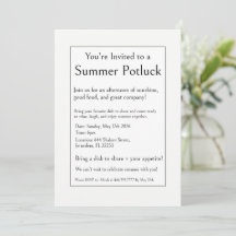 Sommer-Potluck-Party, modern, schlicht, minimal
