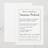 Sommer-Potluck-Party, modern, schlicht, minimal Einladung (Vorne/Hinten)
