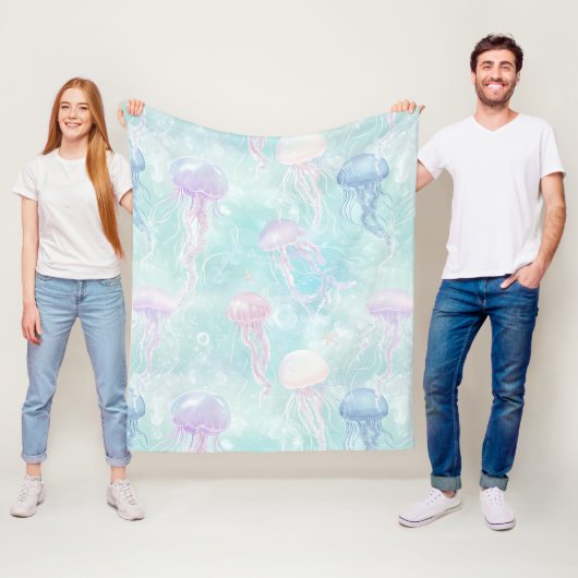 Sommer-Quallen-Küstenmuster Fleecedecke (Beispiel)