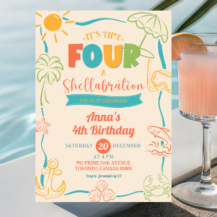 Sommer Quirky Time Four Shellabration 4. Geburtsta Einladung
