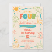 Sommer Quirky Time Four Shellabration 4. Geburtsta Einladung (Vorderseite)