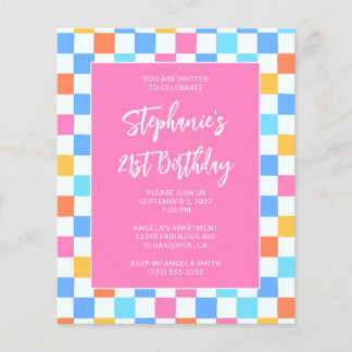 Sommer Regenbogen Karo Bold 21. Geburtstag Flyer