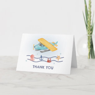 Sommer-Reise-Abenteuer Meer Flugzeug Baby Shower Dankeskarte