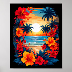 Sommer Reise Spaß Retro Urlaub Camper Strand Sonne Poster