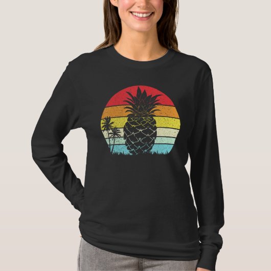 Sommer Retro Ananas Sunset Beach T-Shirt (Vorderseite)