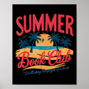 Sommer Retro Buchclub Lustiger Strandurlaub Poster