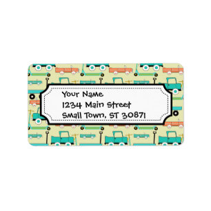 Sommer-Retro Rad-Roller-Auto-Lastwagen-LKWs Adressaufkleber