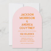 Sommer Retro Rosa und Orange Hochzeit Einladung (Vorderseite)