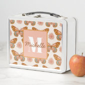 Sommer Retro Schmetterling | Monogramm-Lunchbox Metall Brotdose (Beispiel)