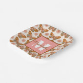 Sommer Retro Schmetterling | Monogramm-Papiertelle Pappteller (Gewinkelt)