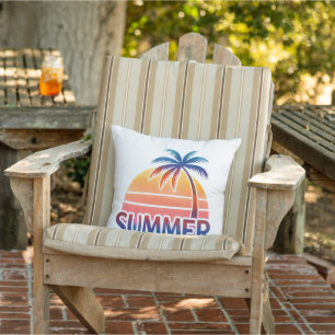 Sommer-Retro-Sonnenuntergang-Palme Kissen