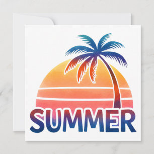 Sommer-Retro-Sonnenuntergang-Palmenbaum Karte