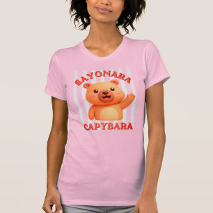 Sommer-Retro-Streifen SAYONARA CAPYBARA Lehrer T-Shirt
