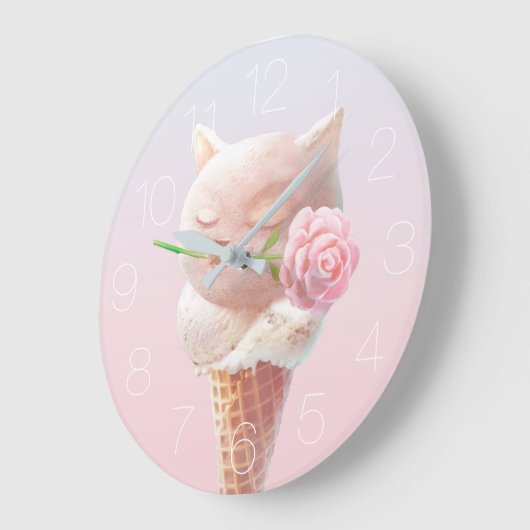Sommer Rose Eiscreme Cone Große Uhr (Winkel)