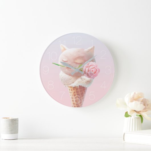 Sommer Rose Eiscreme Cone Große Uhr (Zuhause)