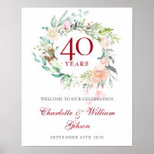 Sommer Rose Garland 40 Jahre Willkommenszeichen Poster (Vorne)